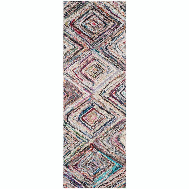 Hand-Tufted Colorful Cotton Geometric Runner Rug