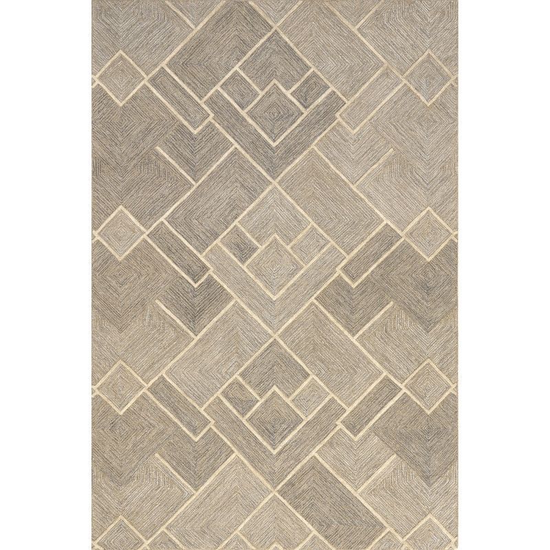 Kassy Natural Geometric Wool 4x6 Area Rug