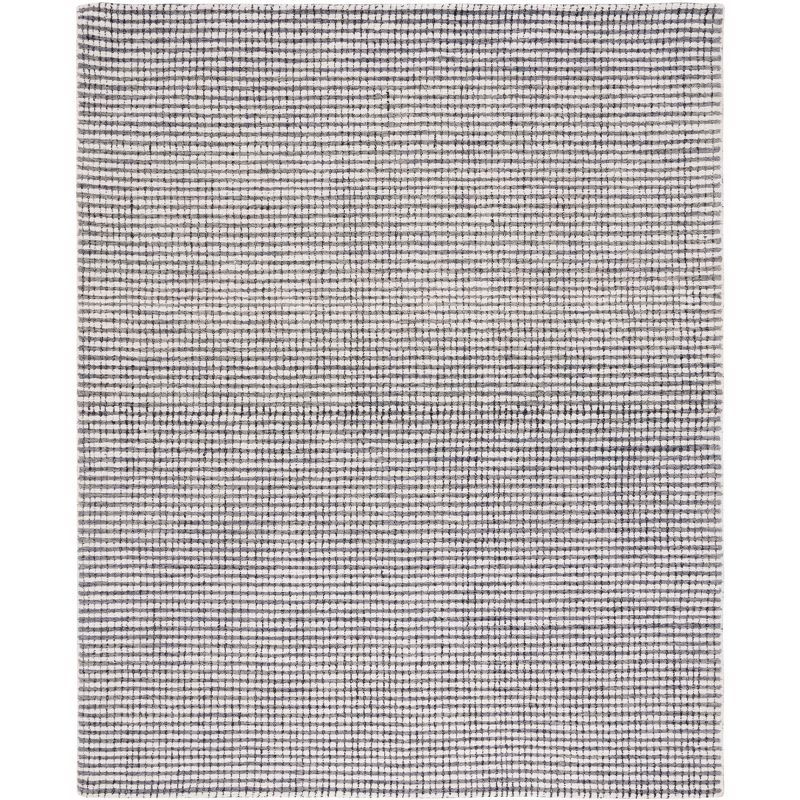 Hand-Tufted Grey and Ivory Wool 8' x 10' Abstract Area Rug