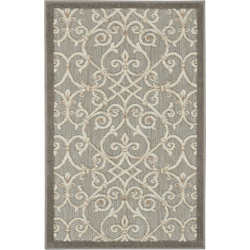 Aloha Scroll High-Low Pile Indoor/Outdoor Rectangular Rug