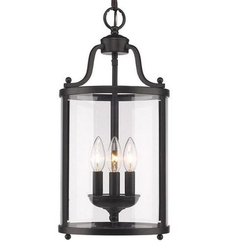 Payton Transitional 3-Light Pendant in Matte Black with Clear Glass