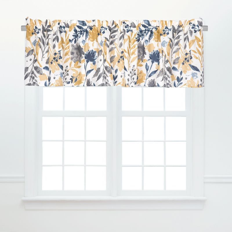 Natural Floral Cotton Valance with Rod Pocket