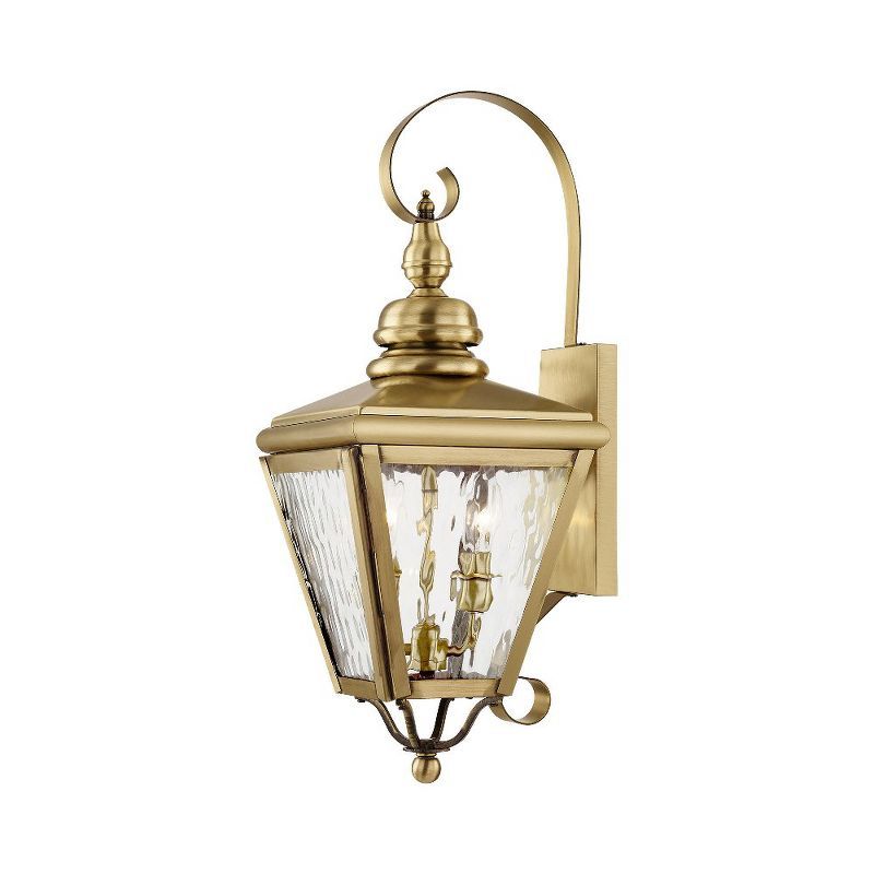 Antique Brass 2-Light Outdoor Wall Lantern with Clear Glass