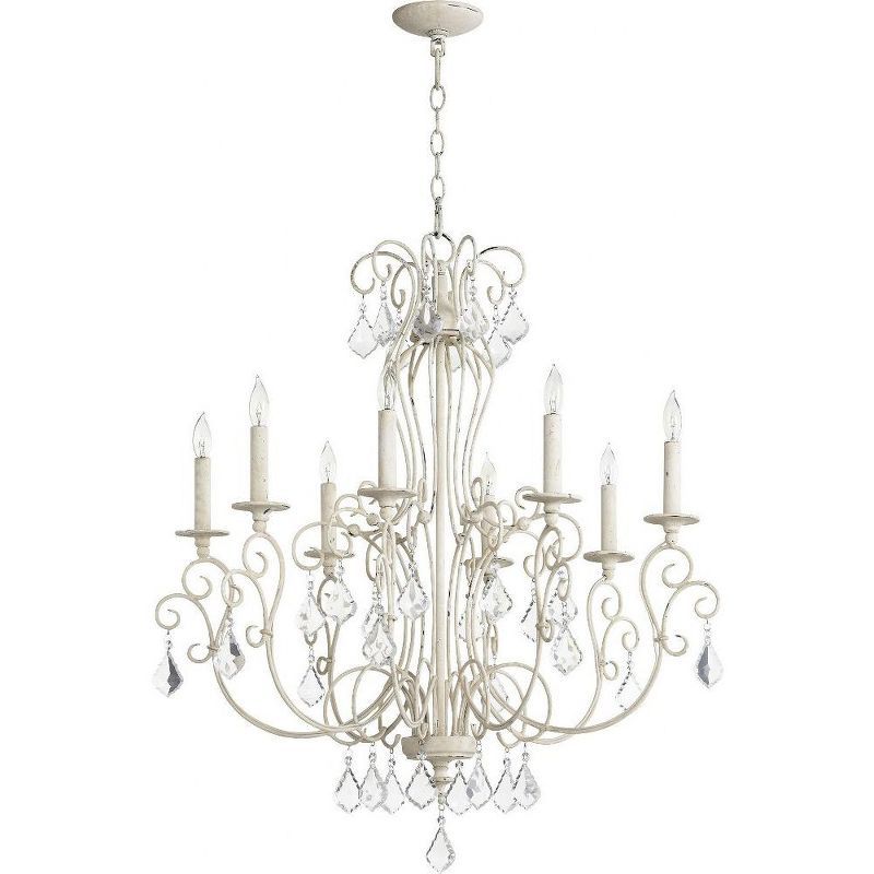 Persian White 8-Light Candelabra Chandelier with Crystals