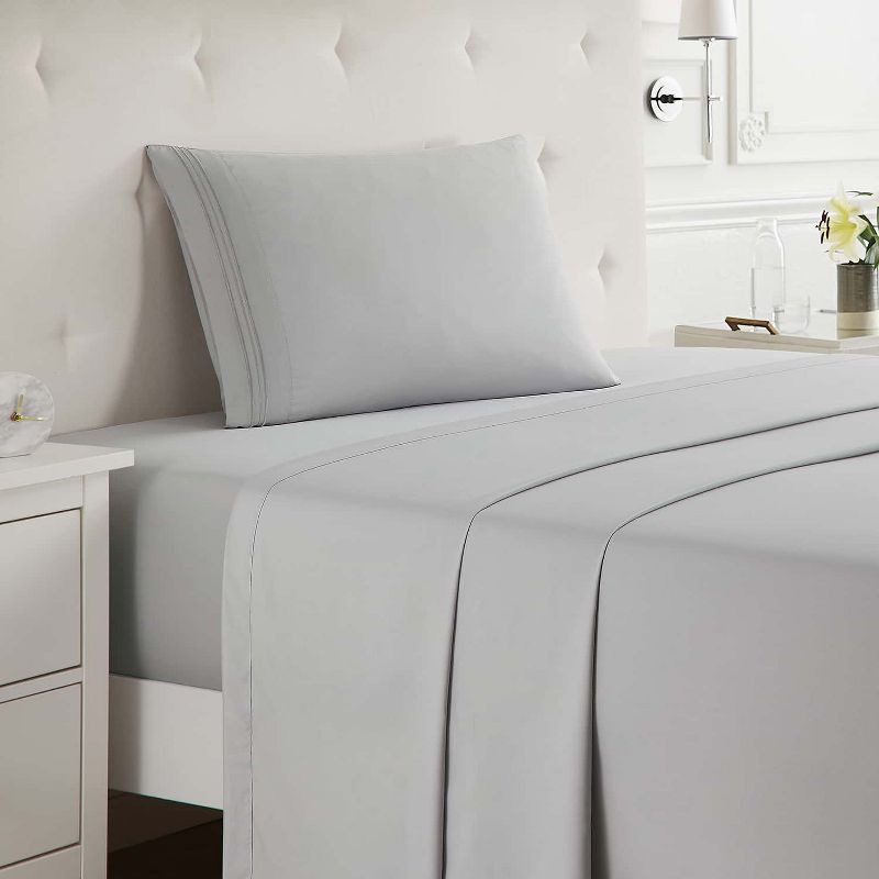 Twin Silver Gray Organic Cotton Microfiber Deep Pocket Sheet Set
