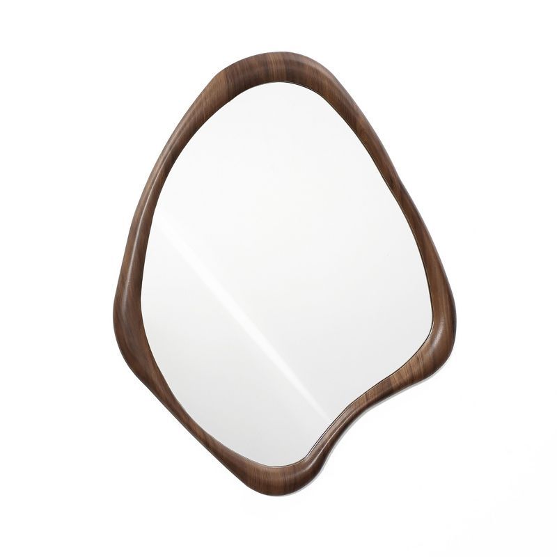 Classic Brown Wood Frame Irregular Wall Mirror