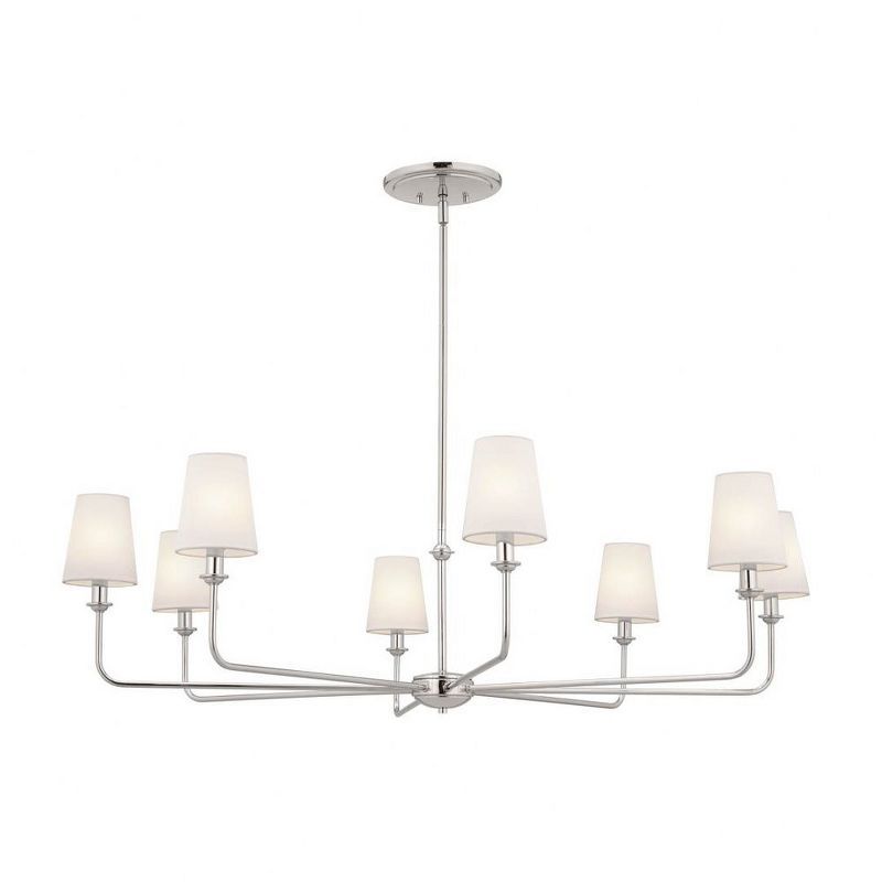 Pallas Polished Nickel 8-Light Chandelier with White Linen Shades