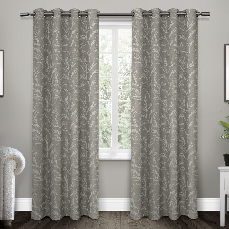 Ash Grey Blackout Grommet Top Window Curtain Panels