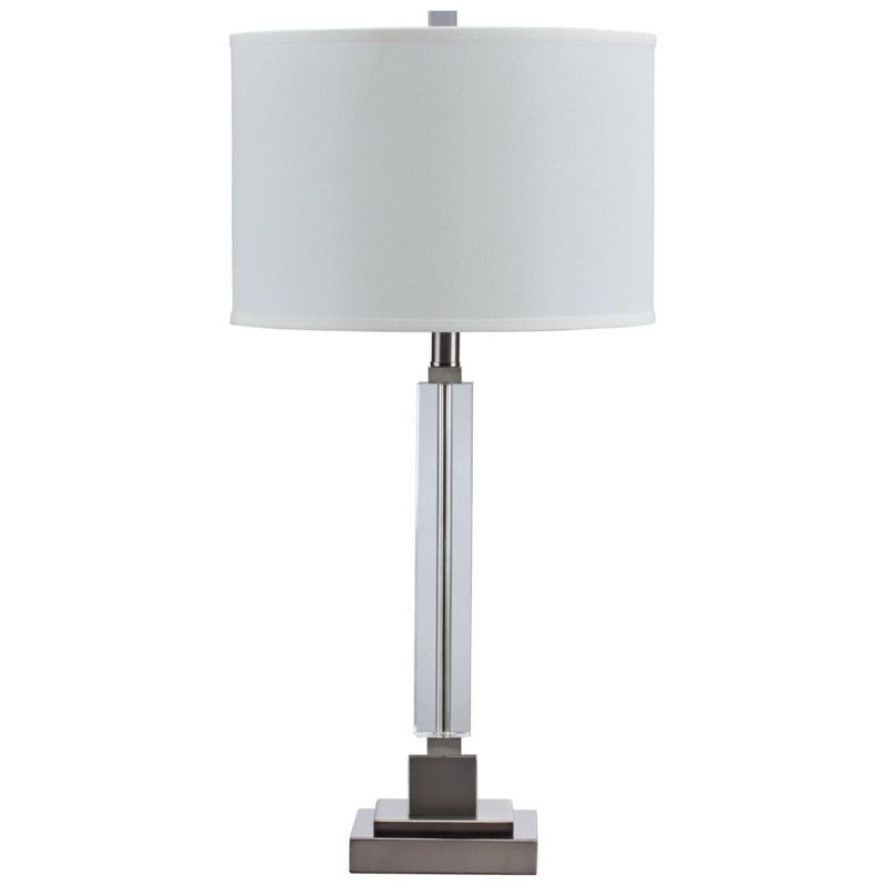 Deccalen Silver Crystal Table Lamp with White Shade