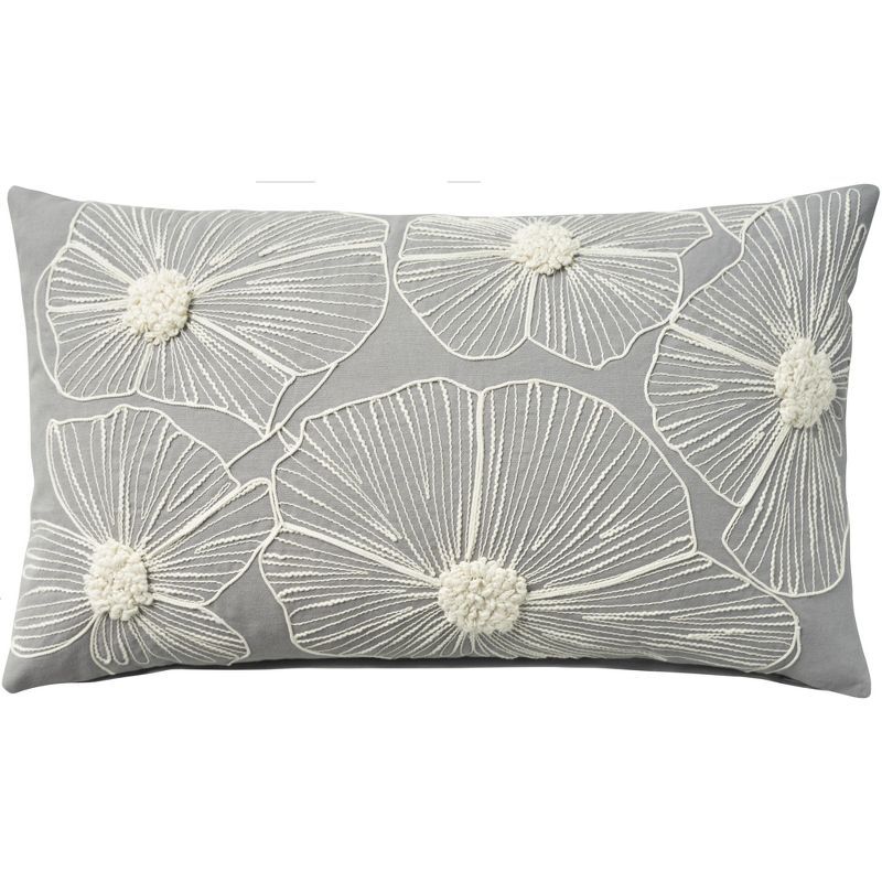 Mina Victory Embroidered Flowers Indoor Throw Pillow Cover Only