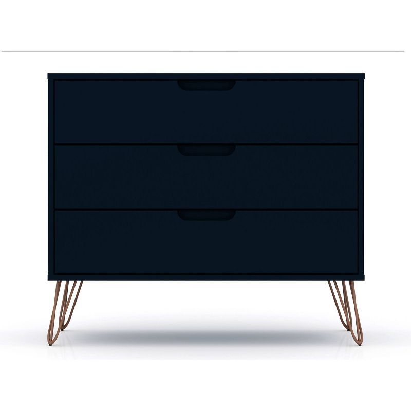 Tatiana Midnight Blue 3-Drawer Mid-Century Modern Dresser