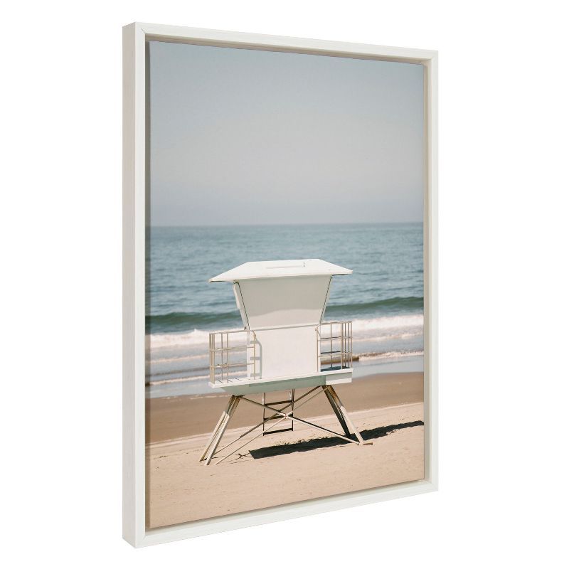 Sylvie Surf Shack Coastal Canvas Print with White Frame