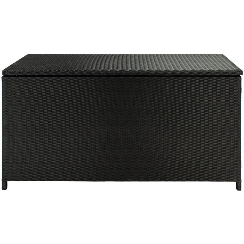 Safavieh Black Wicker Outdoor Deck Box with Wheels