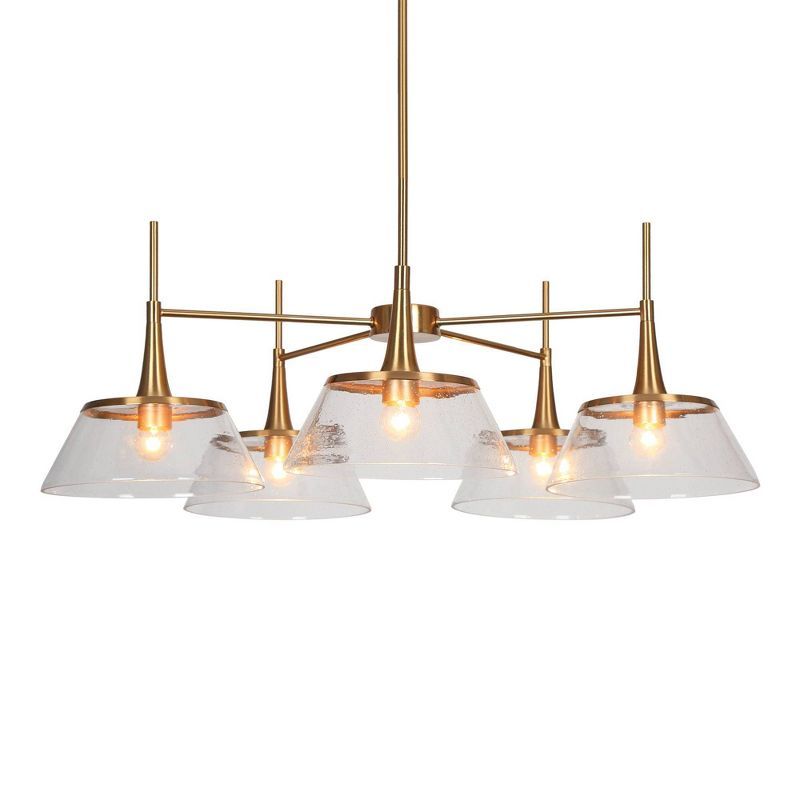 Gold and Clear Glass 5-Light Modern Chandelier