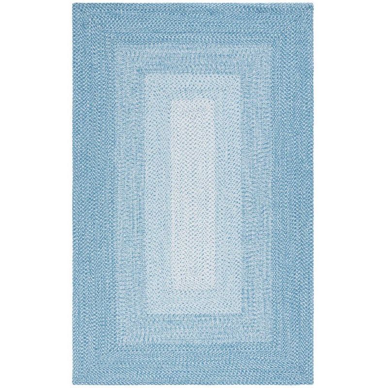 Aqua Braided Reversible Handmade Synthetic Area Rug