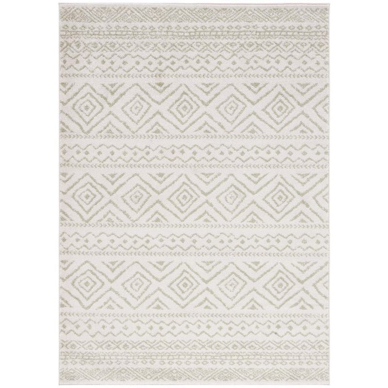 Ivory and Sage Hand-knotted Round Synthetic Area Rug