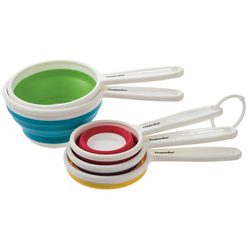 Multicolor Collapsible Plastic Measuring Cups with Storage Ring