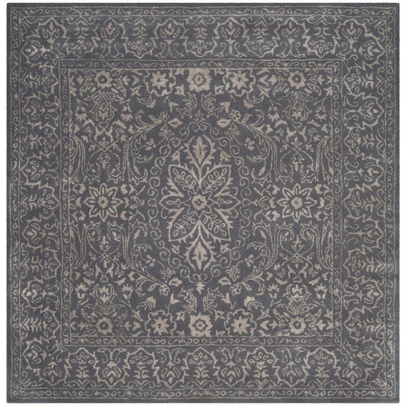 Elegant Traditions Hand-Tufted Wool Square Rug in Steel Blue