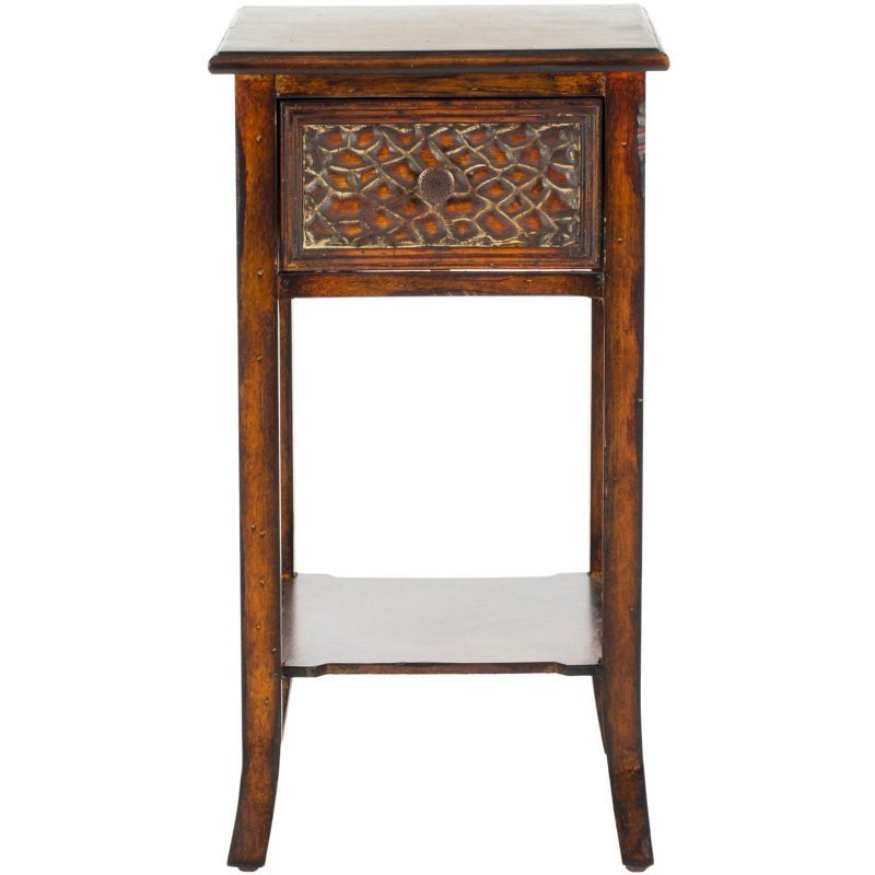 Ernest Dark Brown Birch Wood Accent Table with Storage