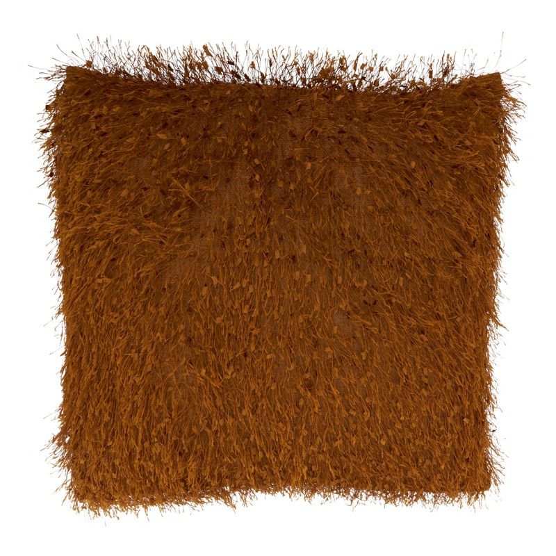 Rust Shaggy Shimmer Square Throw Pillow