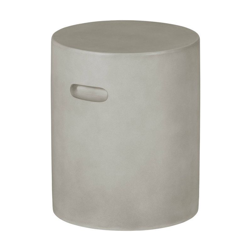 Greige Magnesium Oxide Round Cylindrical Side Table