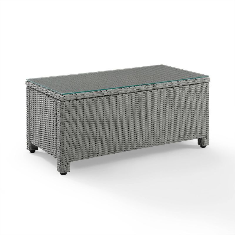 Bradenton Gray Wicker Outdoor Coffee Table with Glass Top