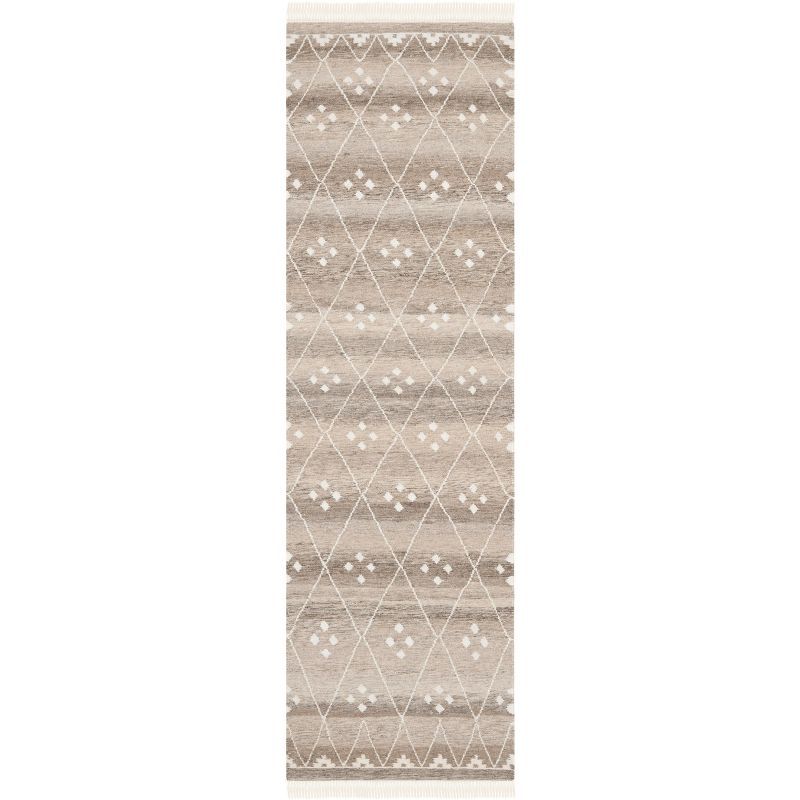 Natural Ivory Wool and Viscose Handwoven Accent Rug