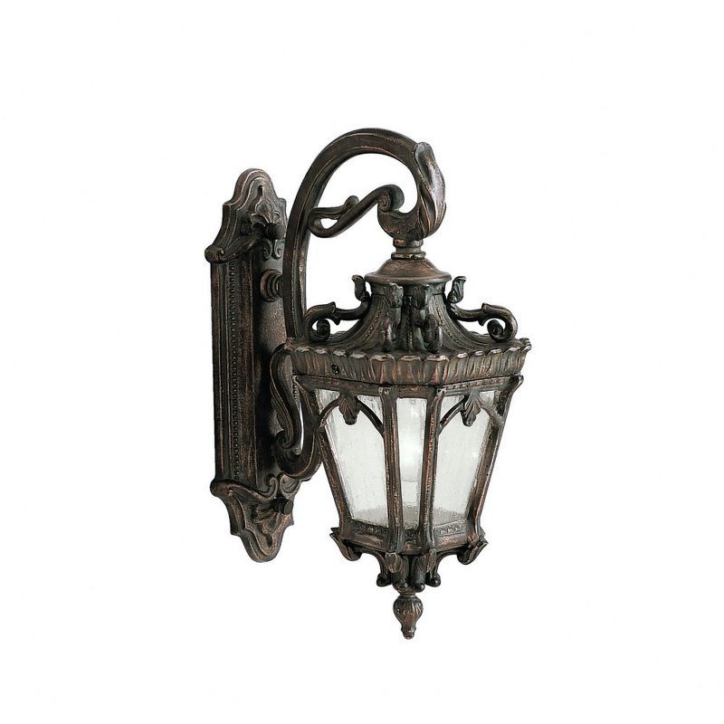 Bronze and Black Traditional Outdoor Wall Lantern with Clear Glass