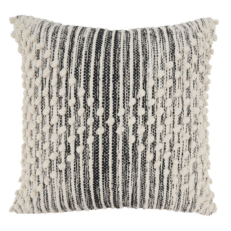 Artisan Woven Black and White Cotton Throw Pillow Cover