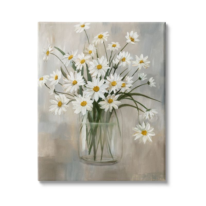 Daisy Bloom Bouquet Abstract Nature Canvas Wall Art, 16 x 20
