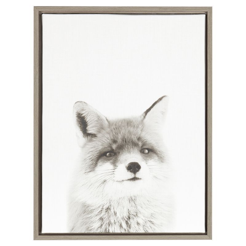 Gray Framed Fox Canvas Art for Kids, 24"x18"