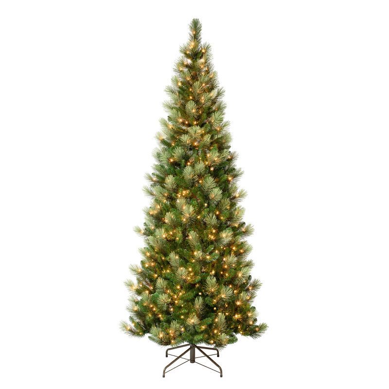 9-Foot Green Pine Slim Artificial Christmas Tree with Clear Lights