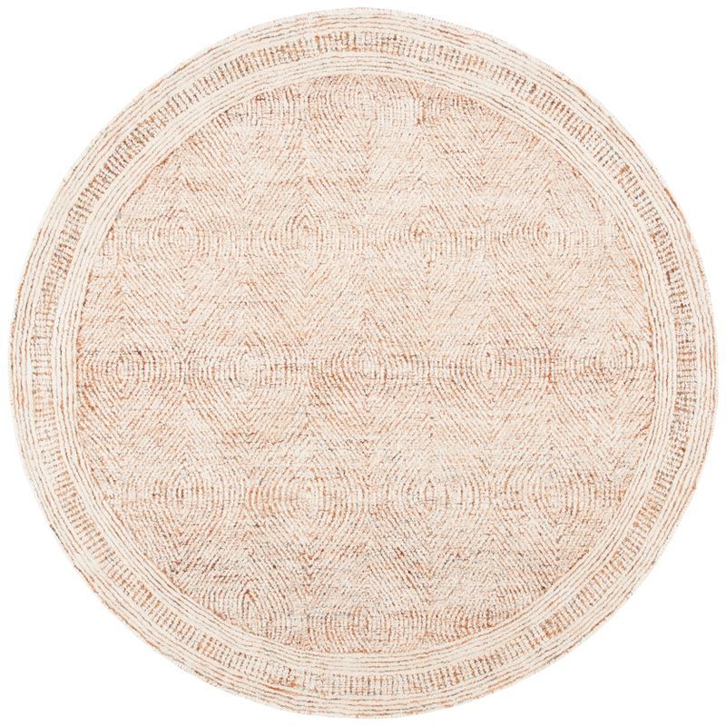 Ivory and Rust Round Hand-Tufted Wool Area Rug