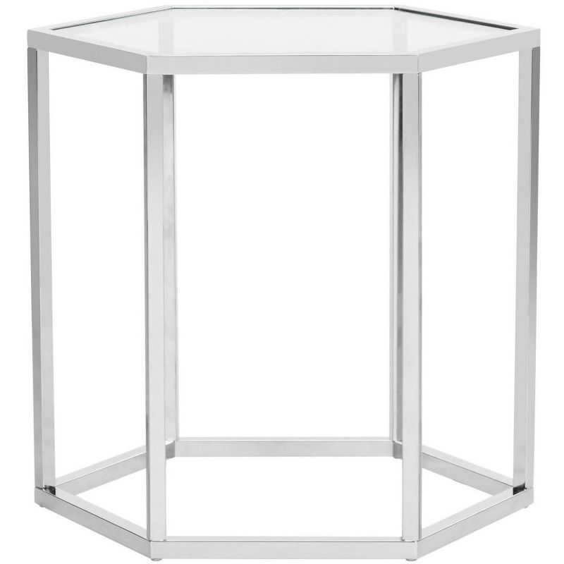 Teagan Chrome Hexagonal Glass End Table