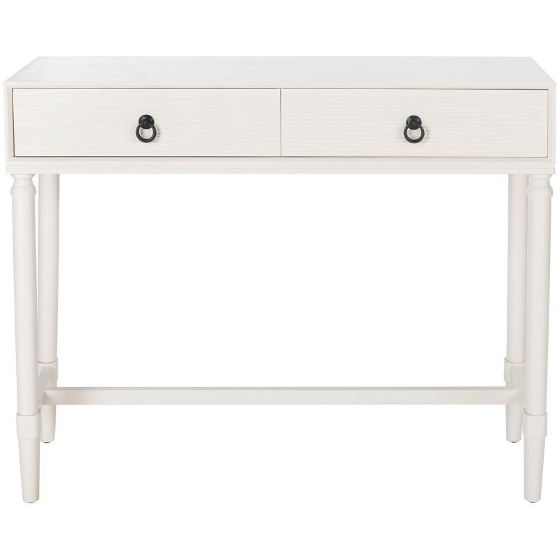 Riviera Elegance White 2-Drawer Carved Console Table with Storage