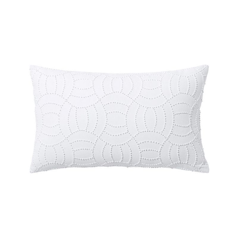 White Embroidered Cotton Linen Decorative Throw Pillow