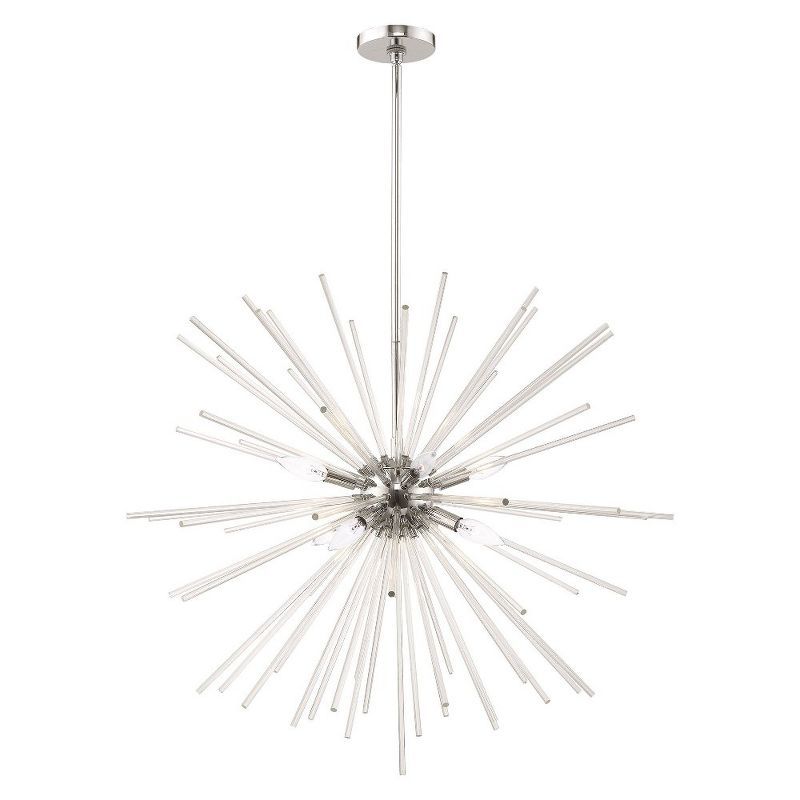 Utopia Elegance 8-Light Polished Chrome Pendant with Clear Crystal Rods