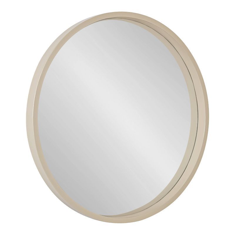 Travis 24" Round Natural Wood Accent Wall Mirror