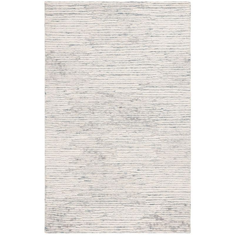 Handmade Blue Abstract Wool 8' x 10' Area Rug