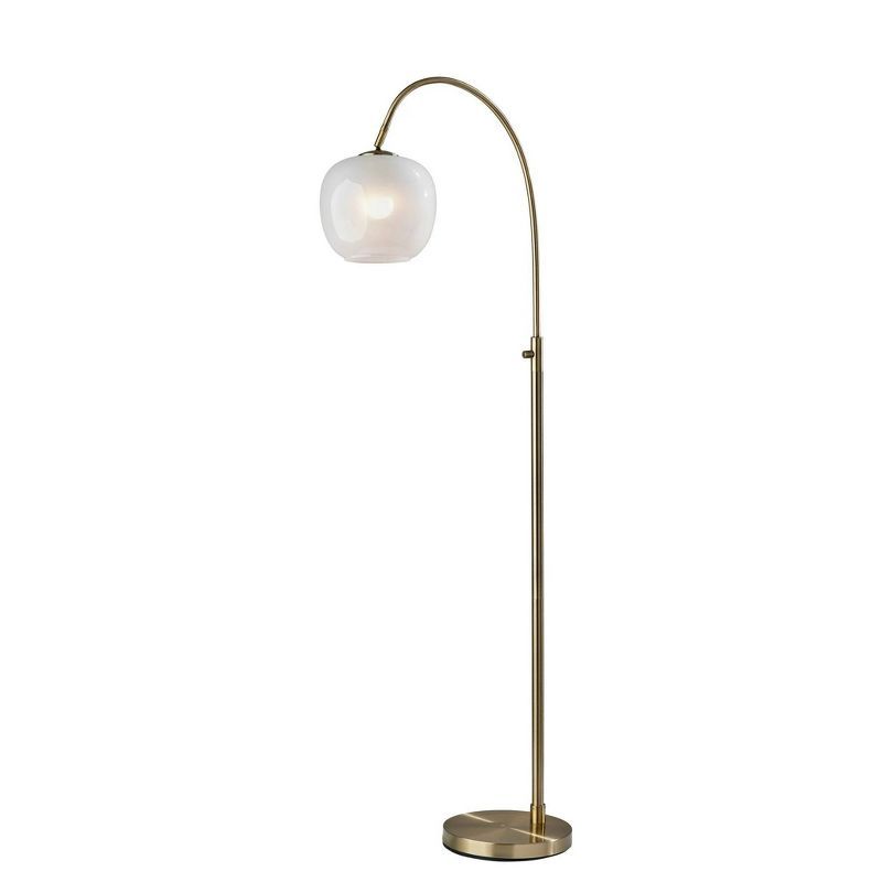 Magnolia 61.75" Brass Arch Floor Lamp with Frosted Glass Shade