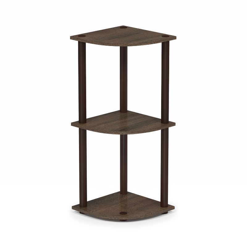 Walnut Brown 3-Tier Corner Ladder Bookcase