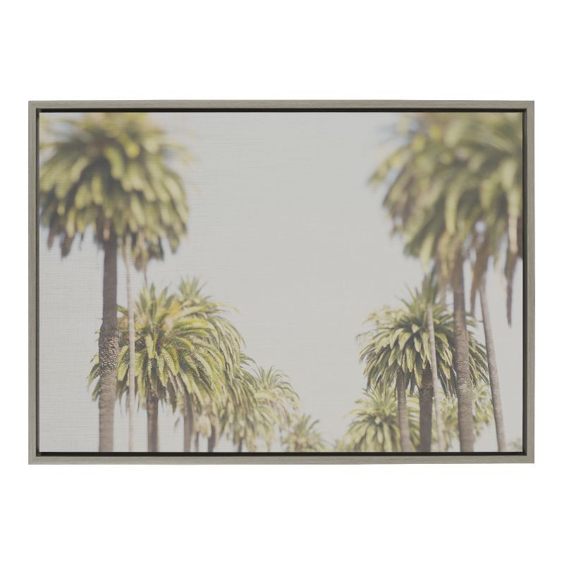 Gray Framed LA California Palm Trees Canvas Art, 23x33