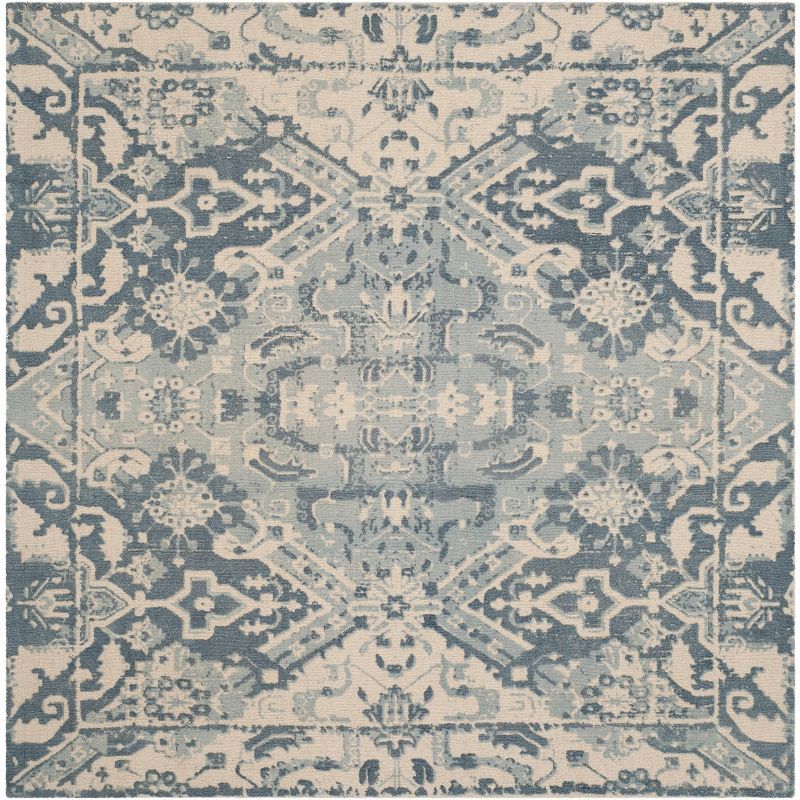 Hand-Tufted Charcoal and Ivory Wool Square Area Rug, 6' x 6'