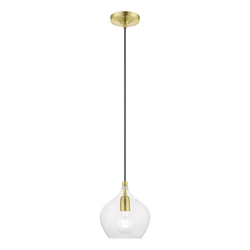 Elegant Mini Pendant Light with Clear Glass and Dual Brass Finish