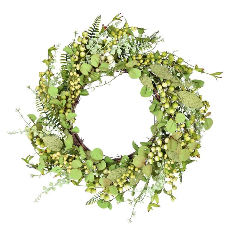 Eucalyptus and Berry Spring Wreath 24" Artificial Green