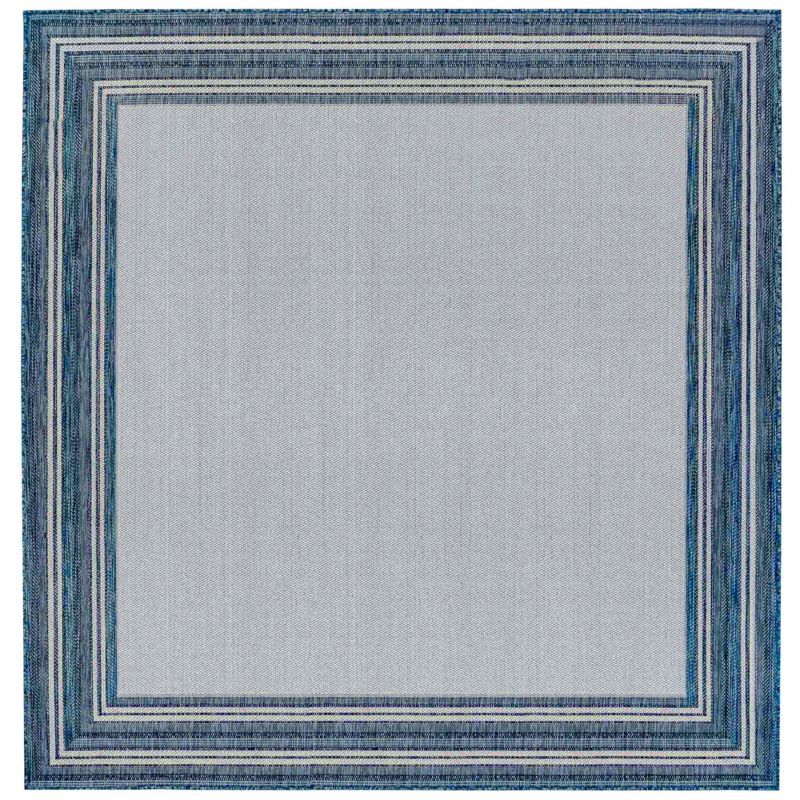 Carmel Navy Square Flatwoven Synthetic Area Rug, 7'10"