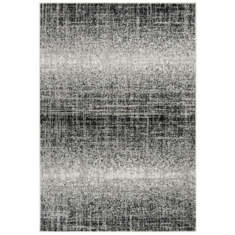 Adirondack Silver and Black Rectangular Synthetic Area Rug