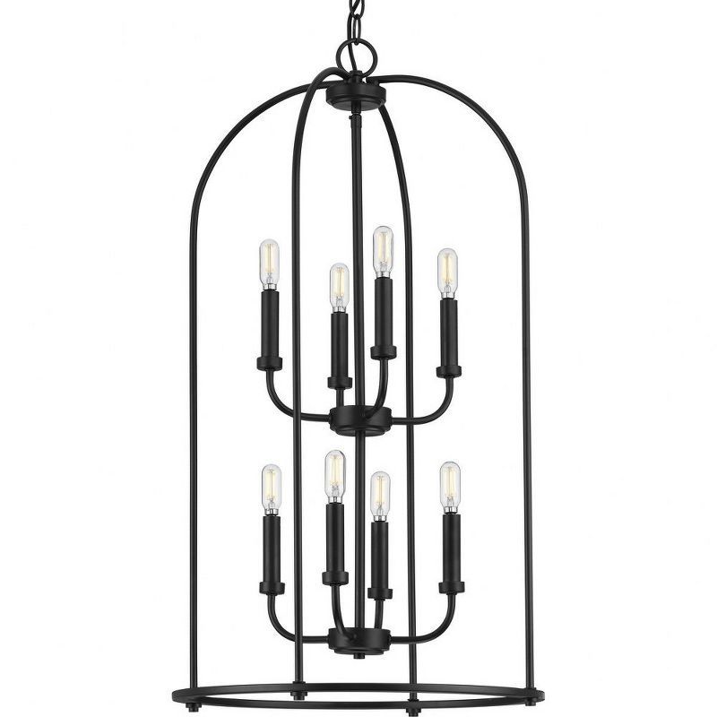 Leyden Matte Black 8-Light Farmhouse Foyer Pendant