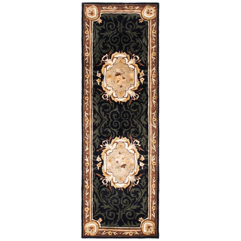 Elegant Empire Black Wool Hand-Tufted Runner Rug - 30"x10"