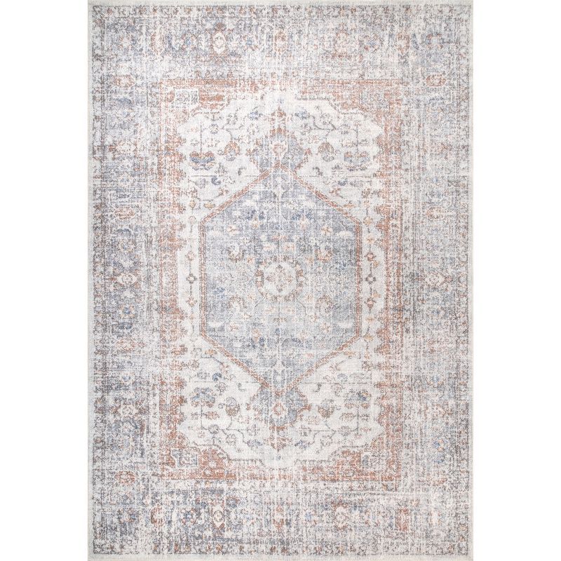 Eco-Friendly Vintage Floral Gray Synthetic 8' x 10' Area Rug